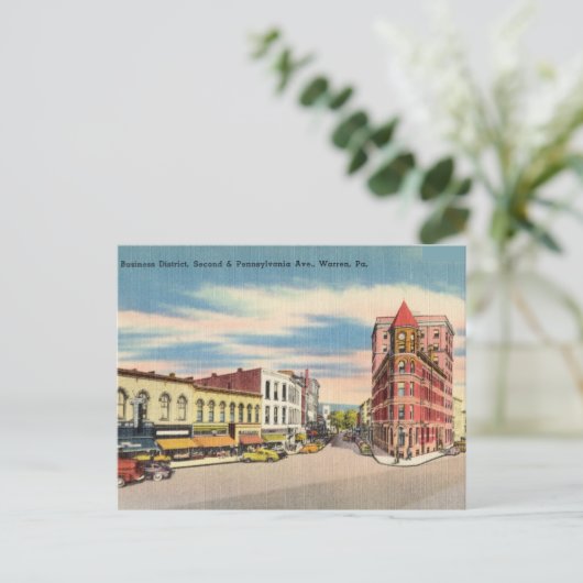 Business District, Warren Pennsylvania Briefkaart (Staand voorkant)