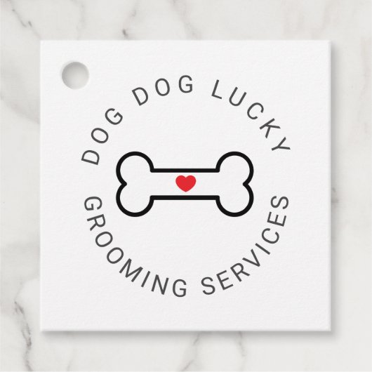 Business Dog bone met een hart Bedankjes Labels (Voorkant)