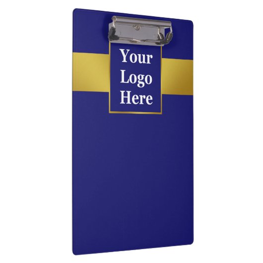 Business Donkerblauw en Goud Uw Logo Professional Klembord (Rechts)