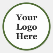 Business Donkergroen en wit Uw Logo Hier Ronde Sticker (Voorkant)