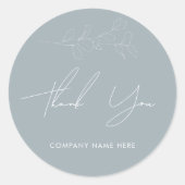 Business Dusty Blue Foliage Hartelijk dank, Sticke Ronde Sticker (Voorkant)