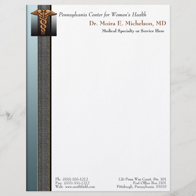 Business Elegance Physician Letterhead Persoonlijk Briefhoofd (Voorkant)