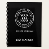 Business Elegant Black White Medallion Voeg Logo t Planner (Voorkant)