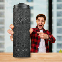 Business Embossed Black Vegan Leather