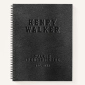 Business Embossed Specialized Black Vegan Leather Notitieboek (Voorkant)