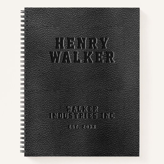 Business Embossed Specialized Black Vegan Leather Notitieboek (Voorkant)