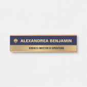Business Employee Logo Gold Blue Modern Custom Deurbordje (Voorkant)