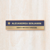 Business Employee Logo Gold Blue Modern Custom Deurbordje (Voorkant)
