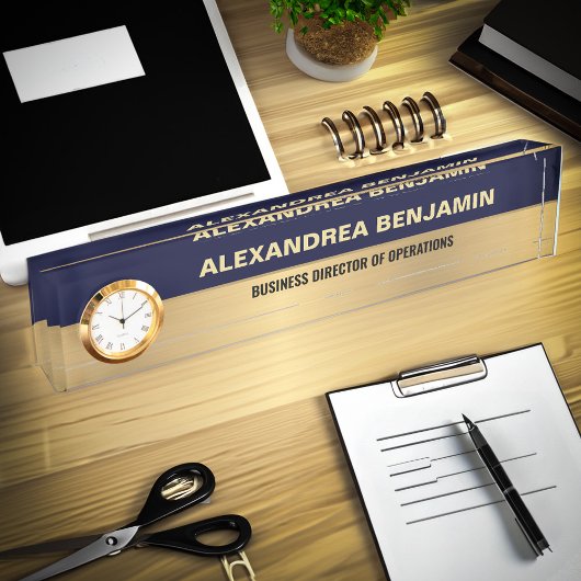 Business Employee Logo Gold Blue Modern Custom Naambordje