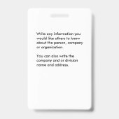 Business Employees Logo ID Identification Card Badge (Achterkant)