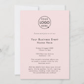 Business Event | Blush Pink-minimalistische Logo Kaart (Voorkant)