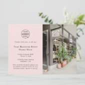 Business Event | Blush Pink Moderne Eenvoudige fot Kaart (Staand voorkant)