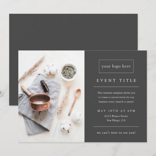 Business Event | Grijze minimale professionele fot Kaart (Voorkant / Achterkant)