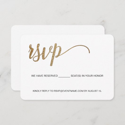 Business event logo faux Gold Script-e-mail RSVP Kaartje (Voorkant / Achterkant)