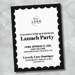 Business Event Logo Launch Party Briefkaart<br><div class="desc">Een leuke maar eenvoudige uitnodiging voor een grootse bedrijfsopening of een merk- of productlanceringsfeestje. Voeg uw eigen logo toe aan de bovenkant om het uw branding te geven, en u kunt alle elementkleuren veranderen om uw merkkleuren aan te passen. Je kunt zelfs de scallop kleuren veranderen. Een eenvoudige scallop rand...</div>