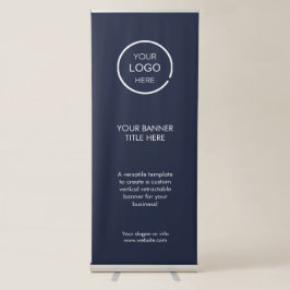 Business Event | Navy Blue Modern Minimalist Logo Roll-up Banner