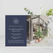 Business Event | Navy Blue Modern Professional Kaart (Staand voorkant)