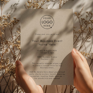 Business Event Rustic Kraft Professional Logo Kaart