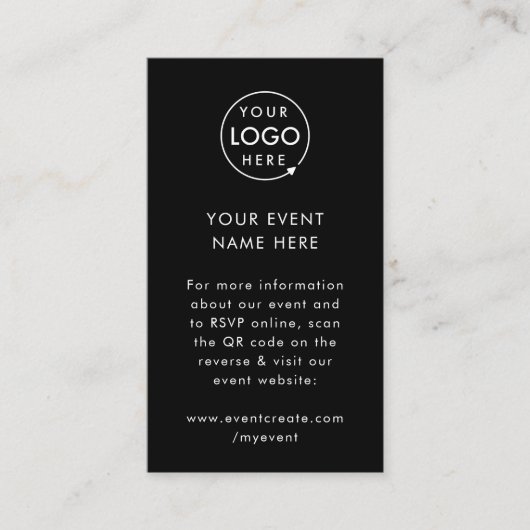 Business Event Website QR Code Black Business Informatiekaartje (Voorkant)