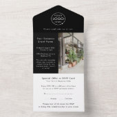 Business Event | Zwarte Moderne Minimale Foto All In One Uitnodiging (Binnen)