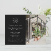 Business Event | Zwarte Moderne Minimale Foto Kaart (Staand voorkant)