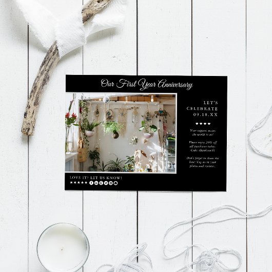 Business Event | Zwarte Moderne Minimale Foto Kaart