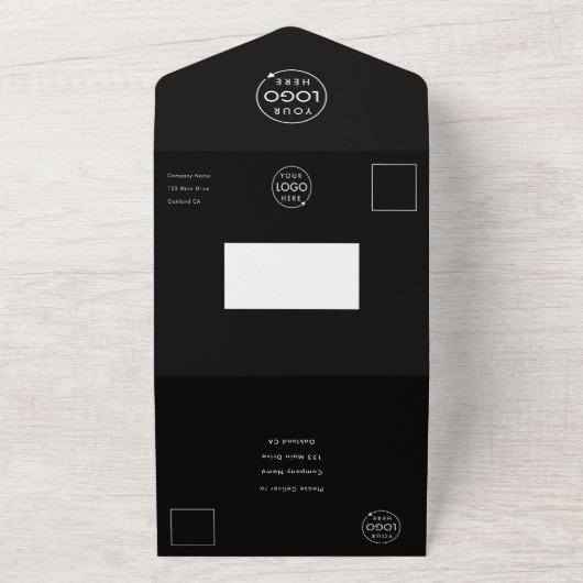 Business Event | Zwarte Moderne minimalistische RS All In One Uitnodiging (Buitenkant)