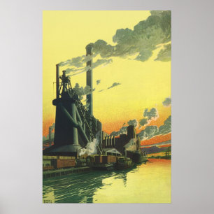  Business Factory, Manufacturing on a Dock Poster