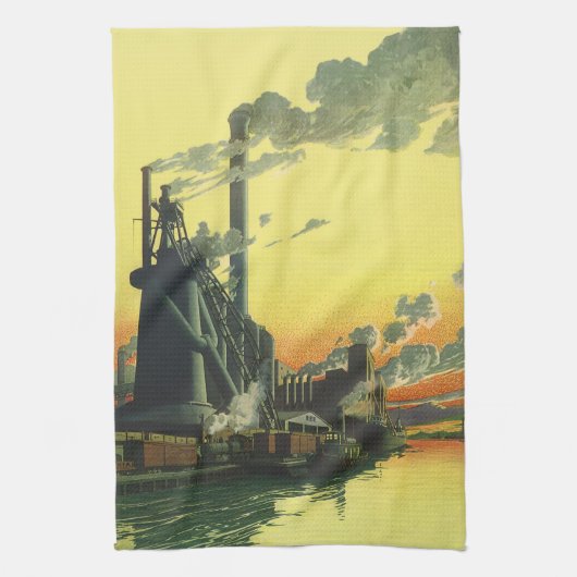  Business Factory, Manufacturing on a Dock Theedoek (Verticaal)