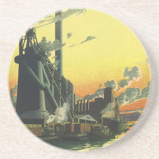  Business Factory, Manufacturing on a Dock Zandsteen Onderzetter (Voorkant)