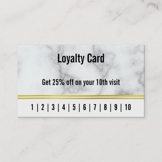 Business Faux White Marble Hair Salon Loyalty Kaar Visitekaartje (Voorkant)