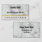 Business Faux White Marble Hair Salon Loyalty Kaar Visitekaartje (Voorkant / Achterkant)