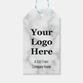 Business Faux White Marble Your Logo Sjabloon Cadeaulabel (Voorkant)