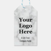 Business Faux White Marble Your Logo Sjabloon Cadeaulabel (Achterkant)