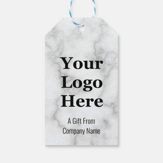 Business Faux White Marble Your Logo Sjabloon Cadeaulabel (Achterkant)