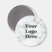 Business Faux White Marble Your Logo Sjabloon Magneet (Voorkant / Achterkant)