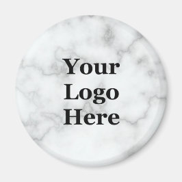Business Faux White Marble Your Logo Sjabloon Magneet