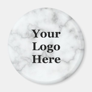 Business Faux White Marble Your Logo Sjabloon Magneet