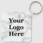 Business Faux White Marble Your Logo Sjabloon Sleutelhanger (Achterkant)