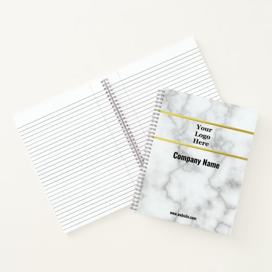 Business Faux Wit Marmer Bedrijfsnaam Logo Notitieboek (Binnen)