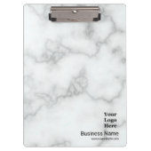Business Faux Wit Marmer Uw Logo Professional Klembord (Voorkant)
