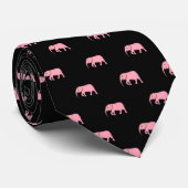 Business Festival Pattern Cute Black Pink Elephant Stropdas (Opgerold)