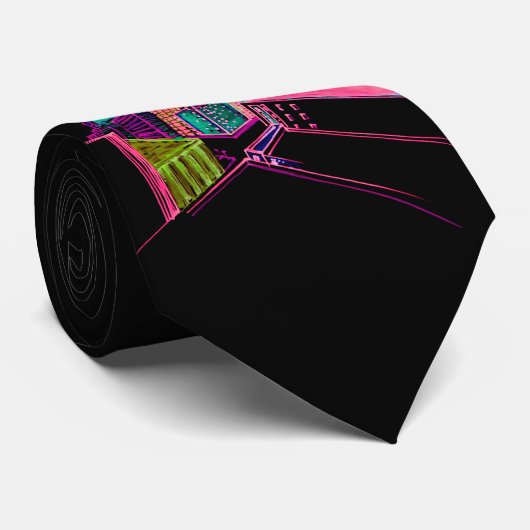 Business Festive Pattern Blue Black Stropdas (Opgerold)