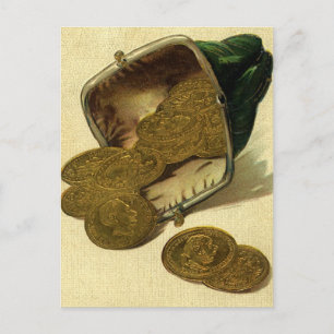 Business Finance, Gold Coin Money in Purpose Briefkaart