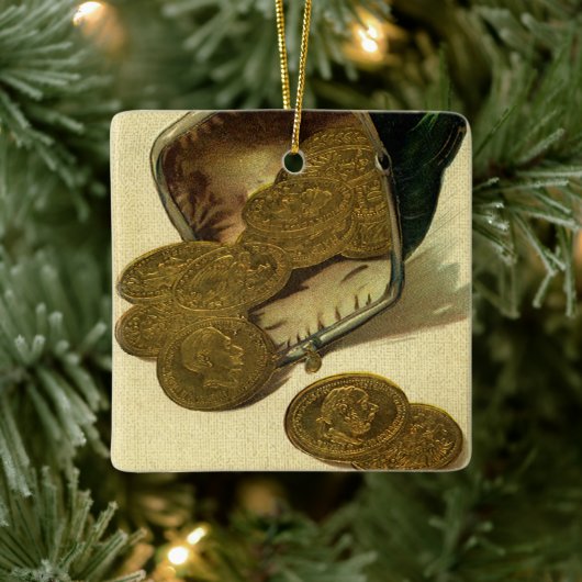  Business Finance, Gold Coin Money in Purpose Keramisch Ornament (Boom)