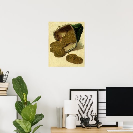  Business Finance, Gold Coin Money in Purpose Poster (Thuiskantoor)