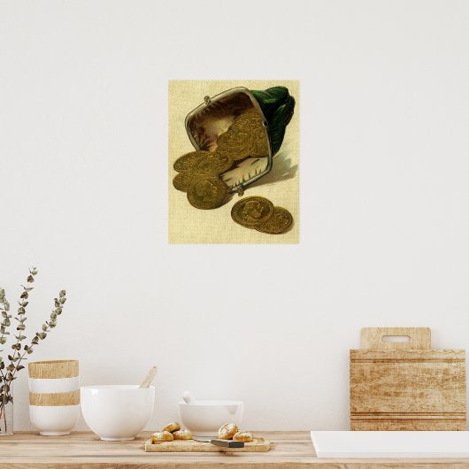  Business Finance, Gold Coin Money in Purpose Poster (Keuken)