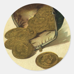 Business Finance, Gold Coin Money in Purpose Ronde Sticker