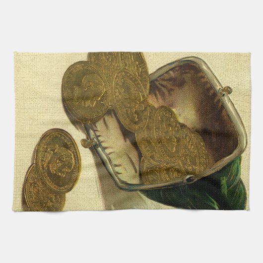  Business Finance, Gold Coin Money in Purpose Theedoek (Horizontaal)