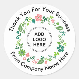Business Floral Logo Sjabloon Dank u Stickers